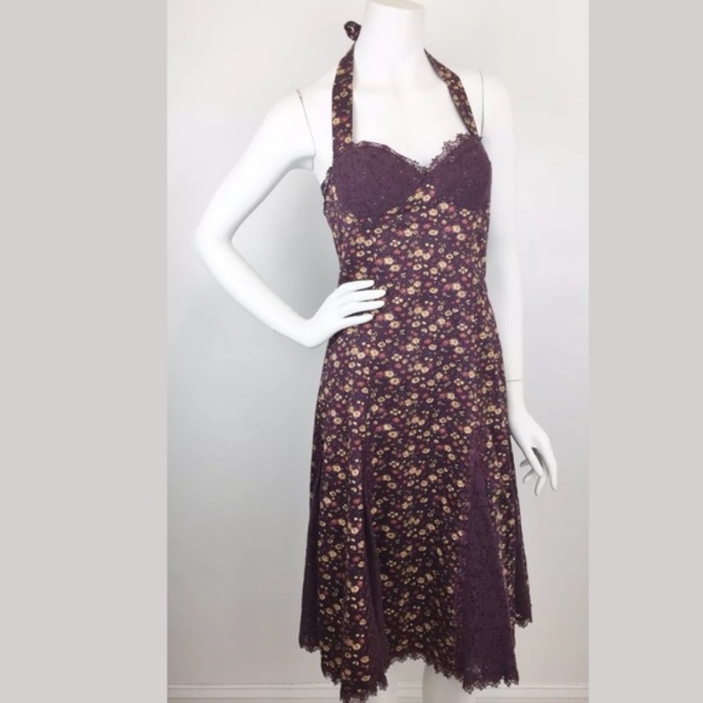 Betsey Johnson Dress VTG Boho Floral Lace Pinup